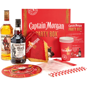 купити Набір Captain Morgan Party Box з наповненням Ромовий напій Captain Morgan Spiced Gold 0.7 л 35% + Ромовий напій Captain Morgan Spiced Black 0.7 л 40% (4820178651059)