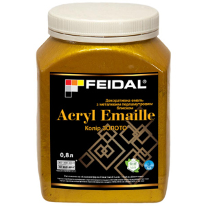 купить Эмаль декоративная Feidal Acryl Emaille с металлическим перламутровым блеском 0.8 л Золото (4820232441817)