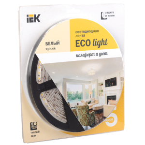 купити Стрічка світлодіодна LED 5м  блістер LSR-3528WW120-9.6-IP65-12V IEK-eco (LSR1-1-120-65-1-05)