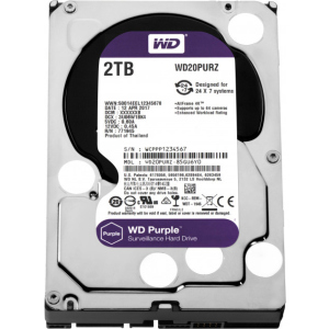 купить Жесткий диск 3.5" 2Tb Western Digital Purple, SATA3, 64Mb, 5400 rpm (WD20PURZ)