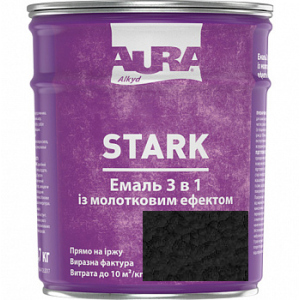 Молотковая эмаль Aura® Stark 3 в 1 черный №90 глянец 2.2 кг