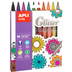 Набір маркерів Apli Kids Glitter з блискітками 10 кольорів (18218) (8410782182184) ТОП в Кривому Розі