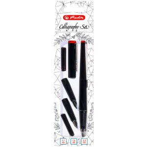 Ручка перьевая для каллиграфии Herlitz Calligraphy Set 3 сменных пера Черный корпус (8623001) ТОП в Кривом Роге