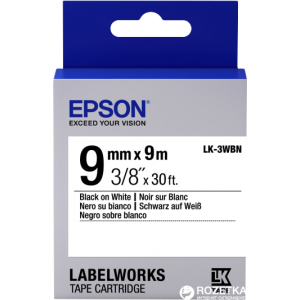 Картридж зі стрічкою Epson LabelWorks LK3WBN 9 мм/9 м Black/White (C53S653003) в Кривому Розі