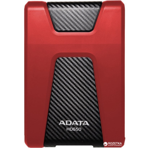 Жесткий диск ADATA DashDrive Durable HD650 1TB AHD650-1TU31-CRD 2.5" USB 3.1 External Red лучшая модель в Кривом Роге