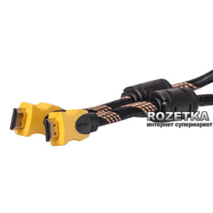 Кабель PowerPlant HDMI - HDMI 7 м, позолочені конектори, v1.3, Nylon Double ferrites (KD00AS1198)