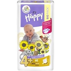 Підгузки дитячі Bella Baby Happy Maxi Plus 9-20 кг 62 шт (5900516601140)