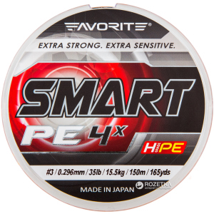 Шнур Favorite Smart PE 4x 150 м #3.0/0.296 мм 15.5 кг Оранжевый (16931022) лучшая модель в Кривом Роге