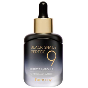 Сироватка для обличчя FarmStay Black Snail &amp; Peptide 9 Perfect Ampoule Омолоджувальна з чорним равликом та пептидами 35 мл (8809639172292) ТОП в Кривому Розі