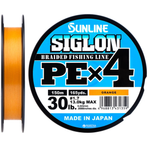 Шнур Sunline Siglon PE х4 150 м # 1.7/0.223 мм 13 кг Оранжевый (16580935) рейтинг