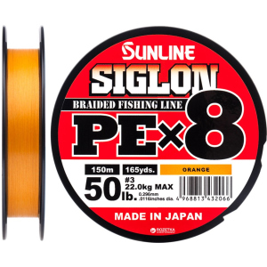 Шнур Sunline Siglon PE х8 150 м # 3.0/0.296 мм 22 кг Оранжевый (16580995) лучшая модель в Кривом Роге