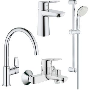 Набір змішувачів GROHE BauLoop 123225K + кухонний змішувач (23337000 + 32815000 + 31232001 + 27598001) в Кривому Розі