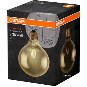 Світлодіодна лампа Osram LED 1906 Globe Gold 4.5W (420Lm) 2400К E27 (4052899962071) рейтинг