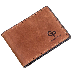 Шкіряний затискач для грошей Grande Pelle leather-11240 Коричневий