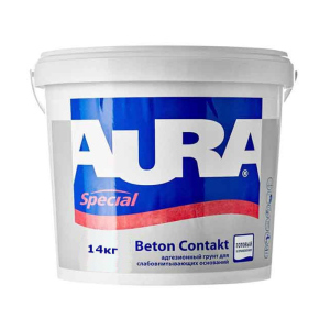 Грунт с кварцевым песком AURA BETON CONTACT адгезионный 14кг