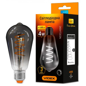 Светодиодная лампа VIDEX Filament ST64FGD 4W E27 2100K 220V (25173) лучшая модель в Кривом Роге