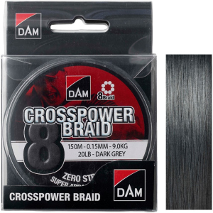 Шнур DAM Crosspower 8-Braid 150 м 0.15 мм 9.0 кг Темно-сірий (66588) ТОП в Кривому Розі