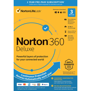Антивирус Norton 360 Deluxe 25GB для 3 ПК на 1 год ESD-электронный ключ в конверте (21409592) ТОП в Кривом Роге