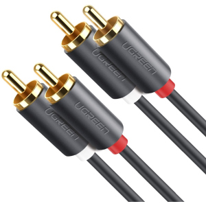 Інсертний кабель Ugreen AV104 2RCA to 2RCA Audio Cable 1 м Black (90401971) краща модель в Кривому Розі