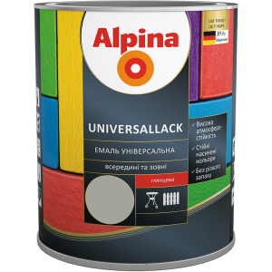 Емаль Alpina Universallack Глянцева 0.75 л Сіра (948103734) краща модель в Кривому Розі