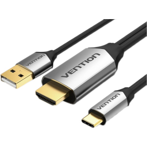 Кабель Vention Type-C - HDMI з живленням 2 м Чорний (CGTBH)