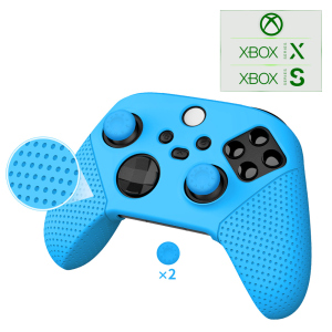 Силиконовый, защитный синий чехол-кейс DOBE для геймпада Microsoft Wireless Controller консоли Xbox Series S | X, две накладки на стики (thumb grips) лучшая модель в Кривом Роге