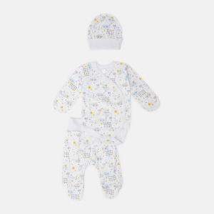 Комплект (боді+повзунки+чепчик) Garden Baby 40194-02 62 см Хмари блакитні (4824019402220) в Кривому Розі