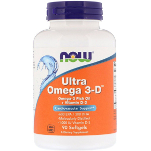 купить Жирные кислоты Now Foods Ultra Omega-3-D 90 капсул (733739016638)