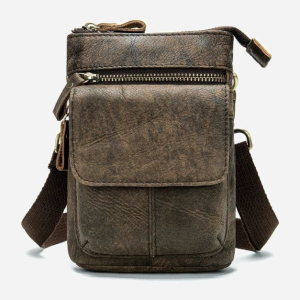 Чоловіча сумка шкіряна Vintage 14899 Сіро-коричнева надійний
