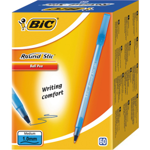 Набір кулькових ручок BIC Round Stic M Blue, 60 шт., вузол для письма 1мм, товщина лінії 0,4мм (3086123256378) ТОП в Кривому Розі