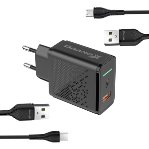 Зарядний пристрій Grand-X Fast Charge 5-в-1 QC3.0, AFC, SCP, FCP, VOOC 22.5W + microUSB + TypeC (CH-850MT) в Кривому Розі