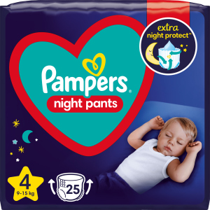 Підгузки-трусики нічні Pampers Night Pants Розмір 4 (9-15 кг) 25 шт (8006540234709) краща модель в Кривому Розі