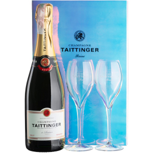 Шампанське Taittinger Brut Reserve біле брют 0.75 л 12.5% ​​у подарунковій упаковці + 2 келихи (3016570061287) в Кривому Розі