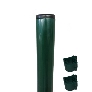Столб заборный Техна Эко металлический круглый с полимерным покрытием и креплениями 1500 мм D=45 мм Зеленый (RAL6005 PTE-04) ТОП в Кривом Роге