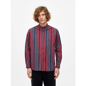 Рубашка Pull & Bear XAZ240361NTFF S Бордово-синяя с белым (DD8000004801988) лучшая модель в Кривом Роге