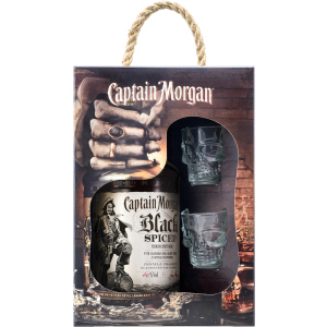 Ромовый напиток Captain Morgan Spiced Black 1 л 40% + 2 рюмки (4820178650991) в Кривом Роге