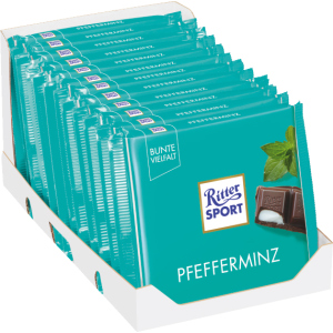 хороша модель Упаковка чорного шоколаду Ritter Sport з м'ятною начинкою 12 шт х 100 г (4000417028600)