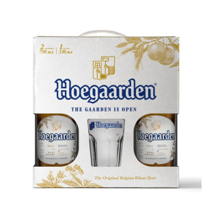 Подарункова упаковка пива HoeGaarden Witbier світле нефільтроване 4.7% 0.75 л + Склянка 0.3 л (5410228158431) в Кривому Розі