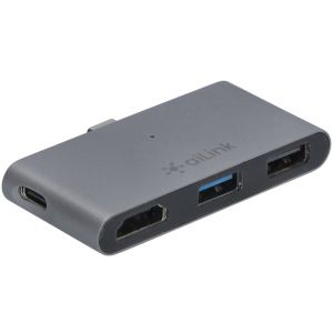 USB-хаб адаптер Ailink Aluminium USB-C 4K HDMI mini jack 3.5 мм Hub 5 в 1 Space Grey (AI-S8Pro_sg) в Кривому Розі