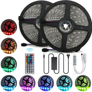 Светодиодная лента Xmas RGB 5050 300 LED комплект 2м цветная для фоновой подсветки телевизора надежный