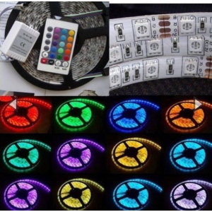 купити Led Strip 2835 RGB Complect Світлодіодна стрічка Багатоколірна гнучка LED стрічка з пультом ду, контролером, вологозахищена 5 метрів комплект