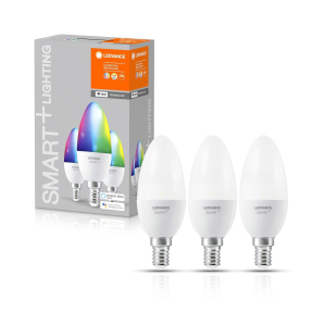 Набір світлодіодних ламп 3шт LEDVANCE SMART+ Candle B 40 E14 MULTICOLOR 4,9W (470Lm) 2700-6500K + RGB WiFi дім-их в Кривому Розі