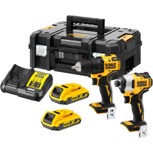 купити Набір з двох інструментів безщіткових DeWalt 18 В XR Li-lon, 2 Ач, валіза, 2 акумулятори та зарядний пристрій (DCK2061D2T)