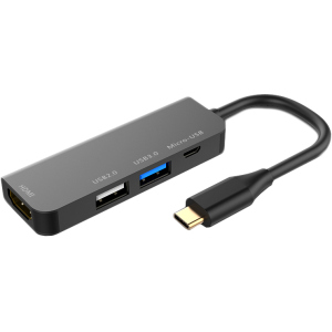 USB-хаб XoKo AC-400 Type-C на HDMI+USB 3.0+USB 2.0+Micro USB (XK-AC-400) в Кривому Розі