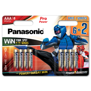 Батарейки Panasonic Pro Power лужні AAA блістер, 8 шт Power Rangers (LR03XEG/8B2FPR) в Кривому Розі