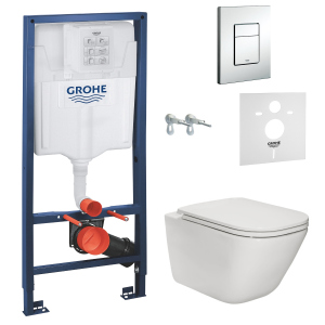 Інсталяція GROHE Rapid SL 38772001 із панеллю змиву Skate Cosmopolitan 38775001 + унітаз ROCA Gap Rimless A34H470000 із сидінням Slim Soft Close краща модель в Кривому Розі