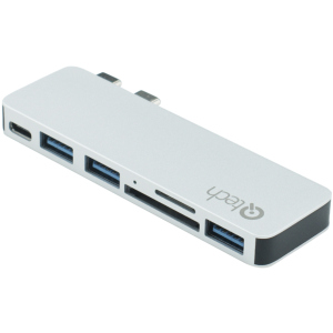 USB-хаб Qitech Aluminium Mini Type-C + Type-A + MicroSD + SD для Macbook Pro і Air Silver (QT-Hub4_sl) краща модель в Кривому Розі