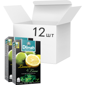 Упаковка чаю чорного пакетованого Dilmah Лимон та лайм 12 шт по 20 пакетиків (19312631142133) ТОП в Кривому Розі