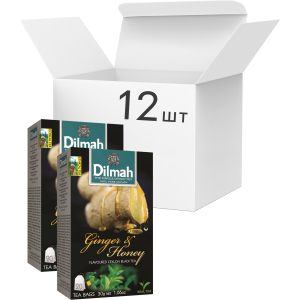Упаковка чаю чорного пакетованого Dilmah Імбир та мед 12 шт по 20 пакетиків (19312631142119)