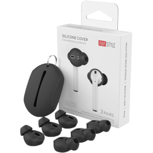 Вакуумні силіконові насадки AhaStyle для Apple AirPods та EarPods 3 великі пари Чорні (AHA-01662-BLK) рейтинг